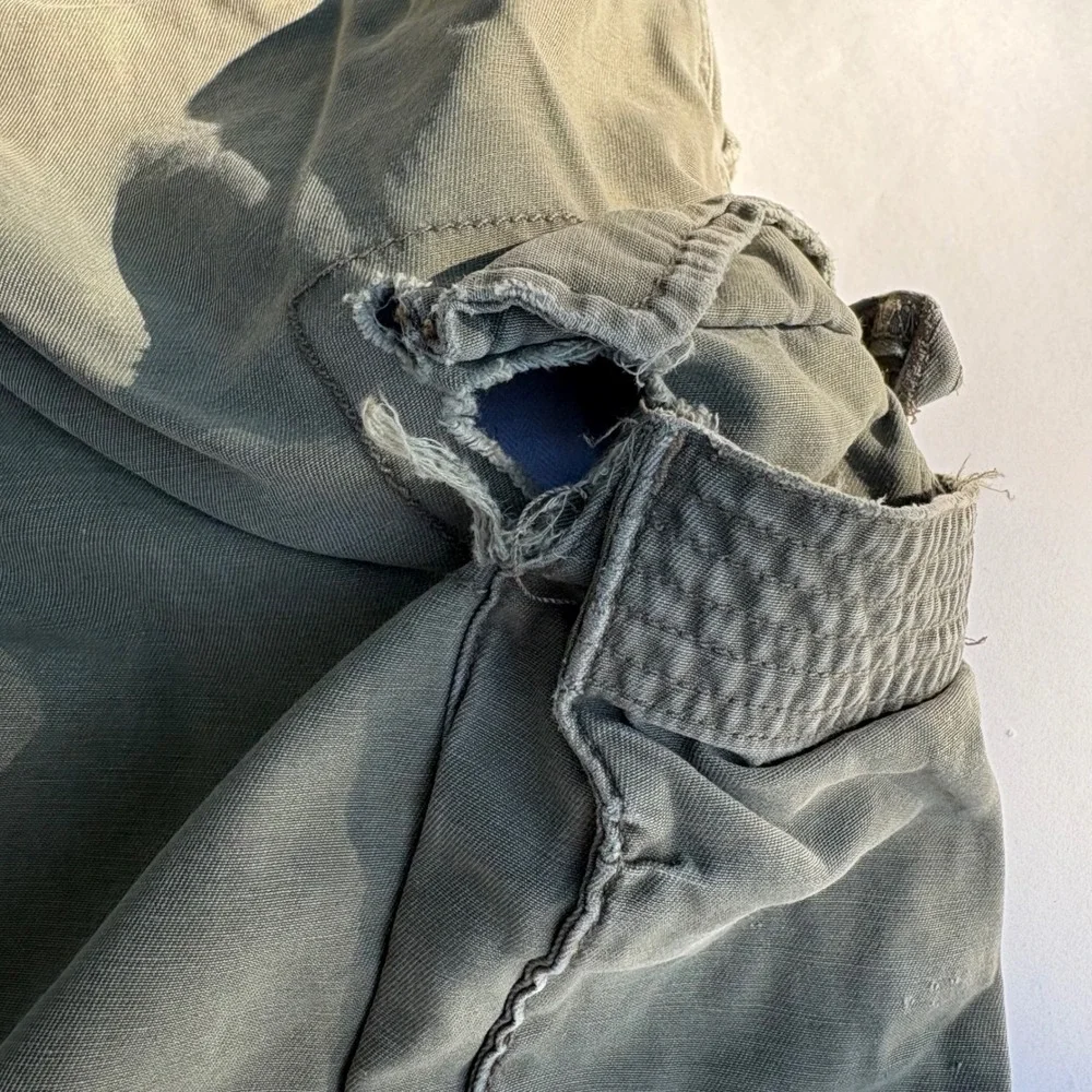Polo Ralph Lauren Mens 42 Cargo Shorts Olive Green Distressed Classic Fit Cotton